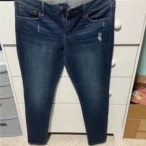 Treasure & Bond Blue Skinny Jeans with Faded Distressing